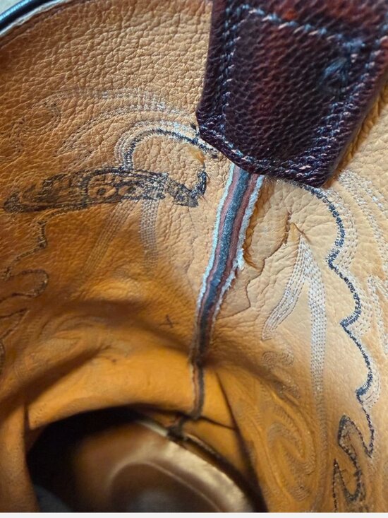 Vtg Lucchese 2000 Western Cowboy Boots T3132R4 Blk Cherry Ostrich Leather 8.5E main image 11